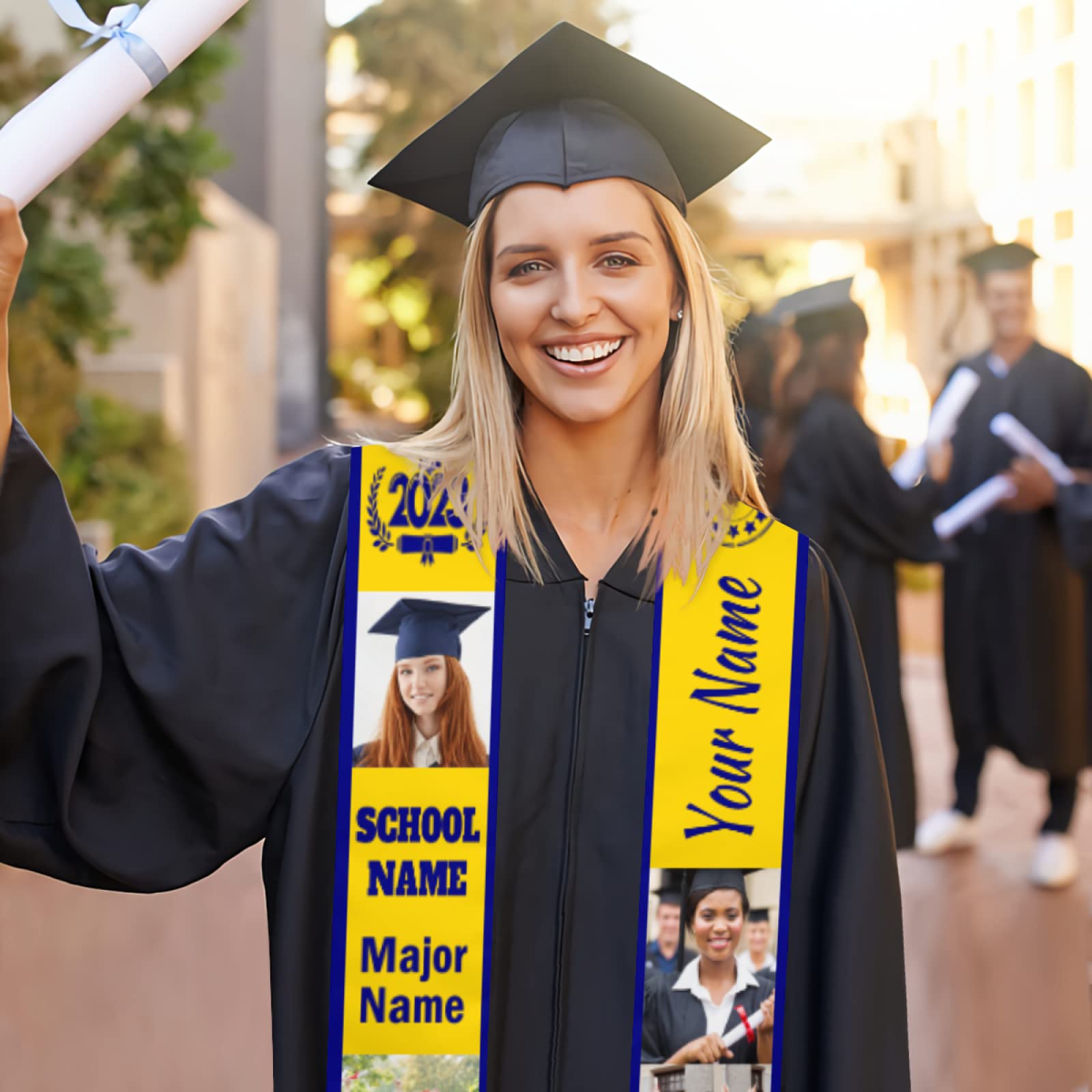 Custom Graduation Stole 2025 - Personalized with Photo, Name & School - Class of 2025 Graduation Gift for High School & College - Perfect for Commencement Ceremonies & Photo Keepsakes