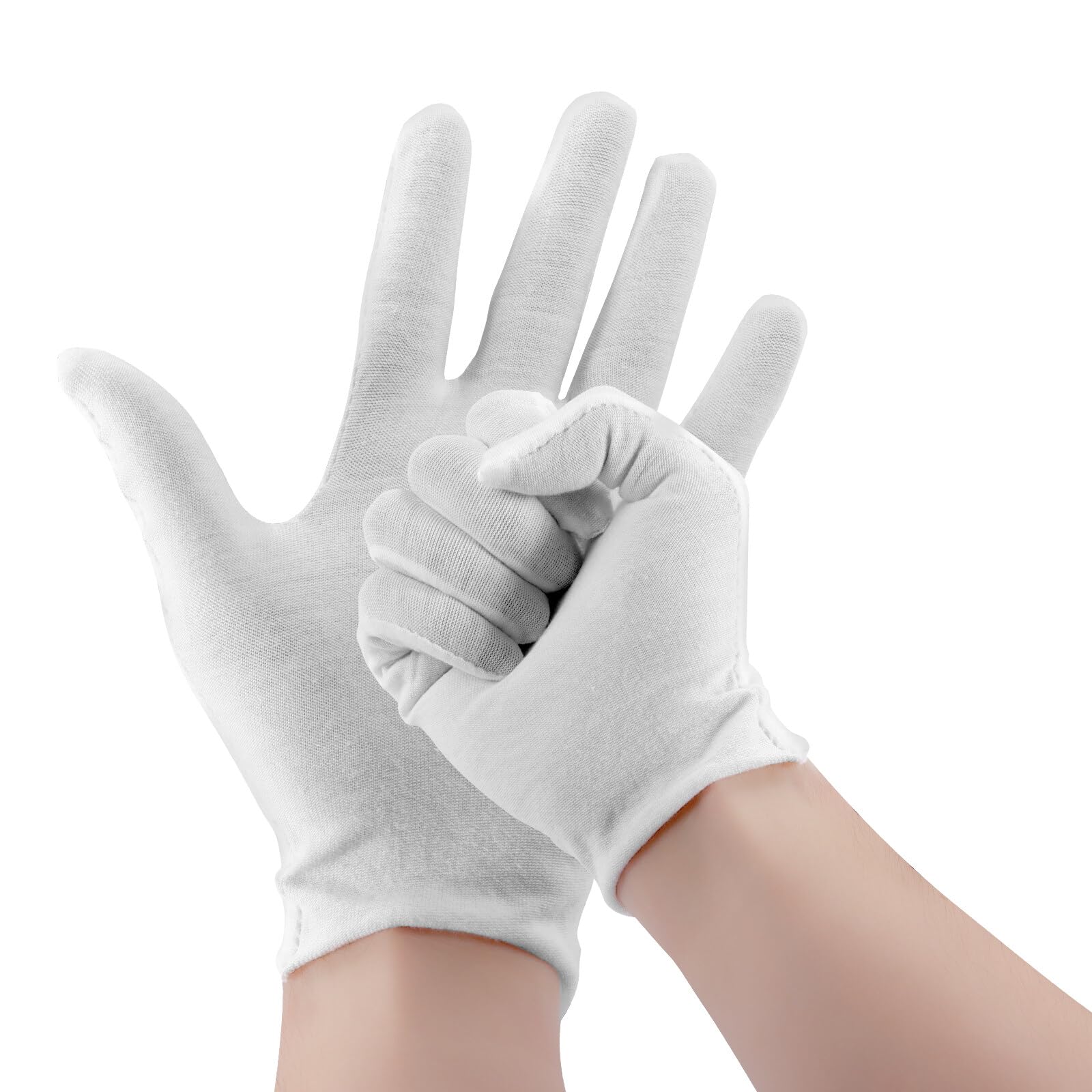 12 Pairs White Cotton Gloves - 100% Breathable Soft Hand Protection for Kids & Adults - Eczema Relief & Dry Skin Care - Perfect for Nighttime Moisturizing & Dermatologist Recommended Treatments