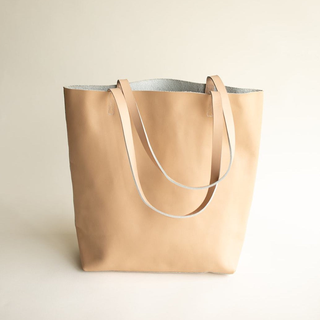 Classic Leather Tote Bag for Women - Premium Genuine Leather Handbag in Nude Blush - Perfect for Work, Travel & Everyday Use