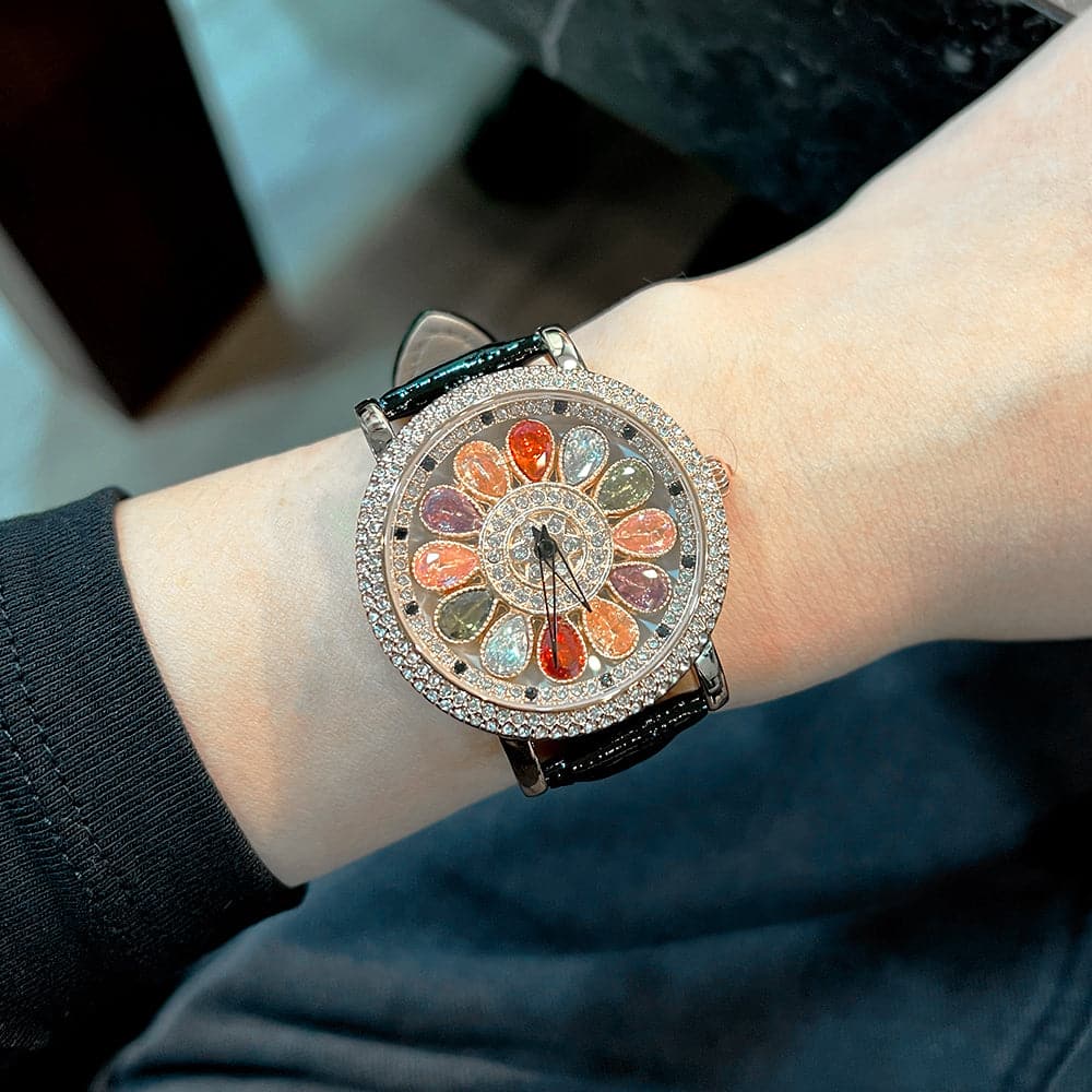 Aries Gold Black Genuine Leather Strap Women's Watch L 5046 RGW BK - Elegant Fashion Accessory for Office, Party & Everyday Wear