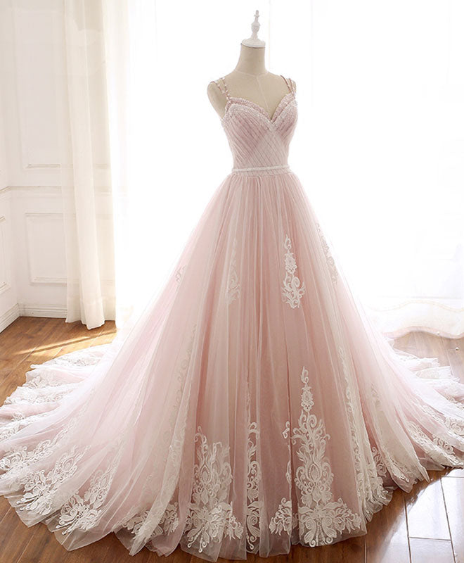 Elegant Pink Sweetheart Lace Tulle Long Prom Dress for Women - Formal Evening Gown for Homecoming, Wedding, Party & Special Occasions