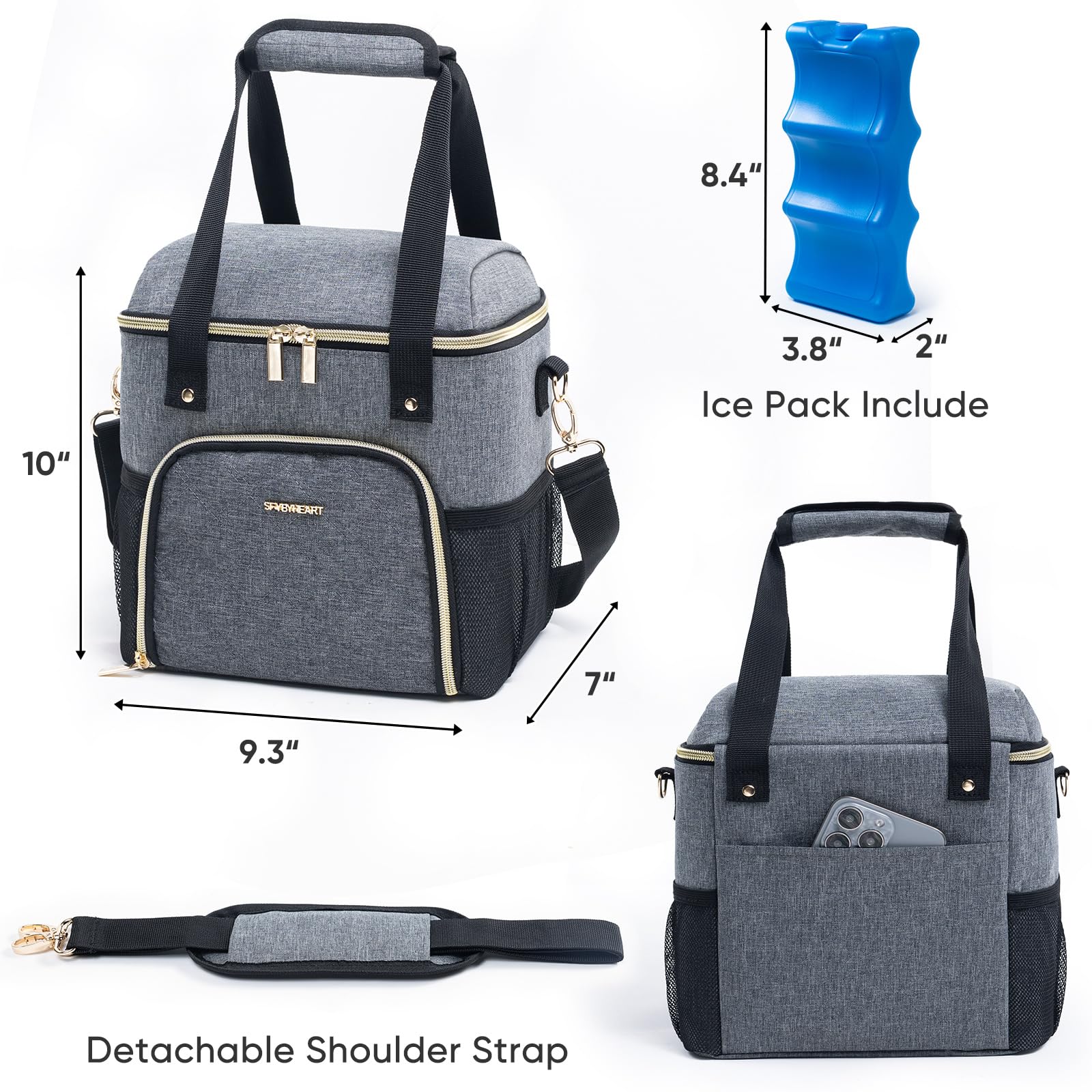 Insulated Breastmilk Cooler Bag with Ice Pack - Holds 4 Baby Bottles (4oz-9oz) | Transparent Breast Pump Storage Bag | Perfect for Daycare, Work & Travel | BPA-Free Milk Bottle Cooler for Nursing Moms