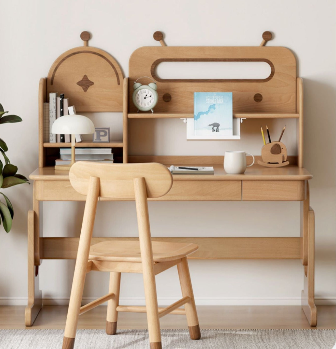 Premium Oak & Beech Solid Wood Multi-Layer Desktop Shelf - Sturdy & Stylish Organizer for Home Office, Study, or Workspace - Perfect for Books, Plants, and Office Supplies