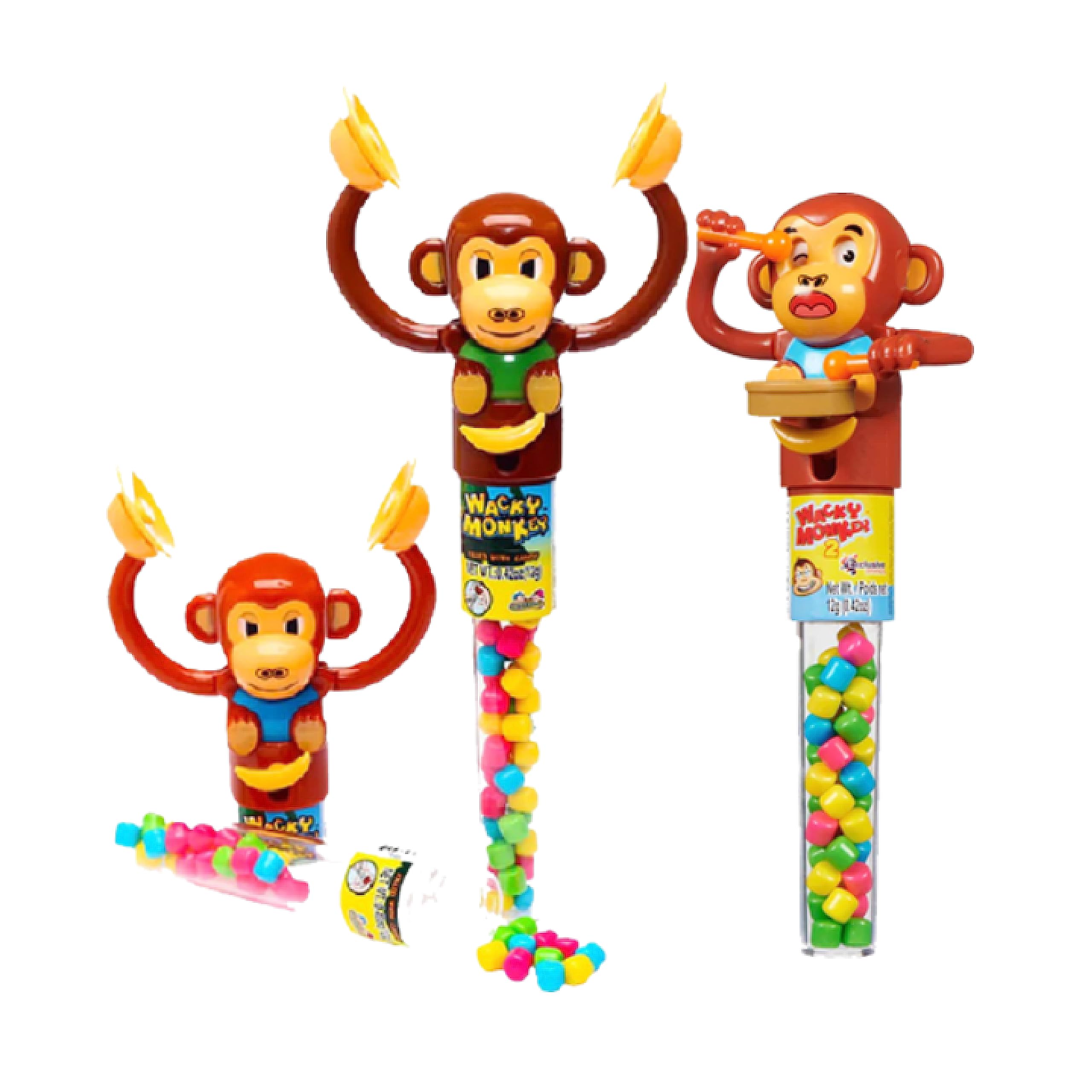 Fun & Colorful Candy Filled Wacky Monkeys - 12 Pack Bulk Candy for Parties, Holidays & Gifts - Perfect for Birthday Celebrations, Halloween Treats & Pinata Fillers