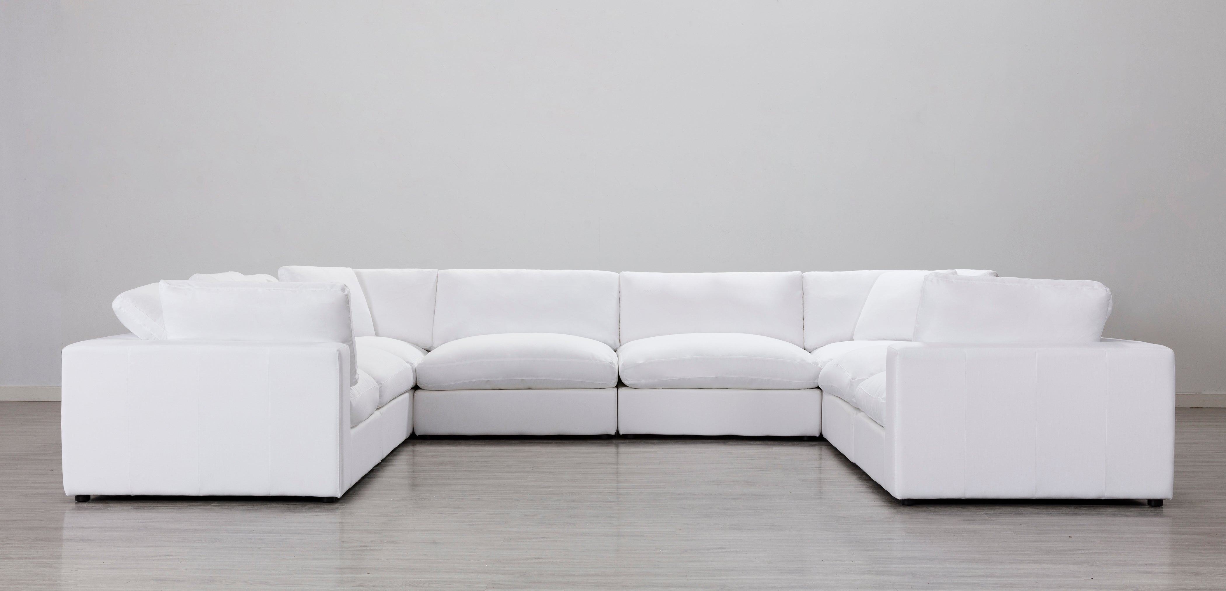 Rivas Contemporary Feather Fill 8-Piece Modular Sectional Sofa in White | Modern Living Room Furniture for Home & Office Comfort