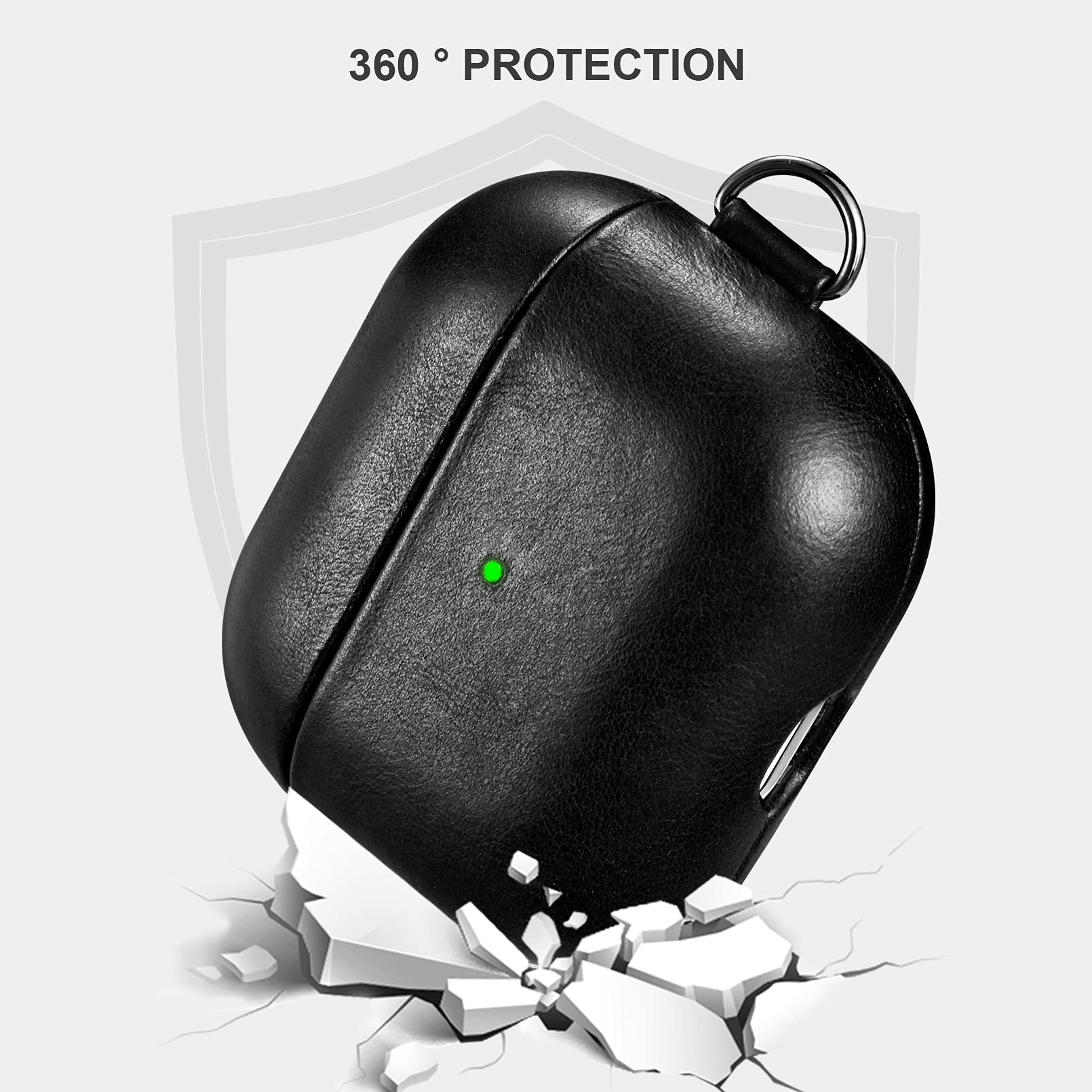 Premium Genuine Leather Case for AirPods 3 (2021) - Wireless Charging Compatible with Visible LED & Detachable Lanyard - Perfect for Travel, Work & Everyday Protection