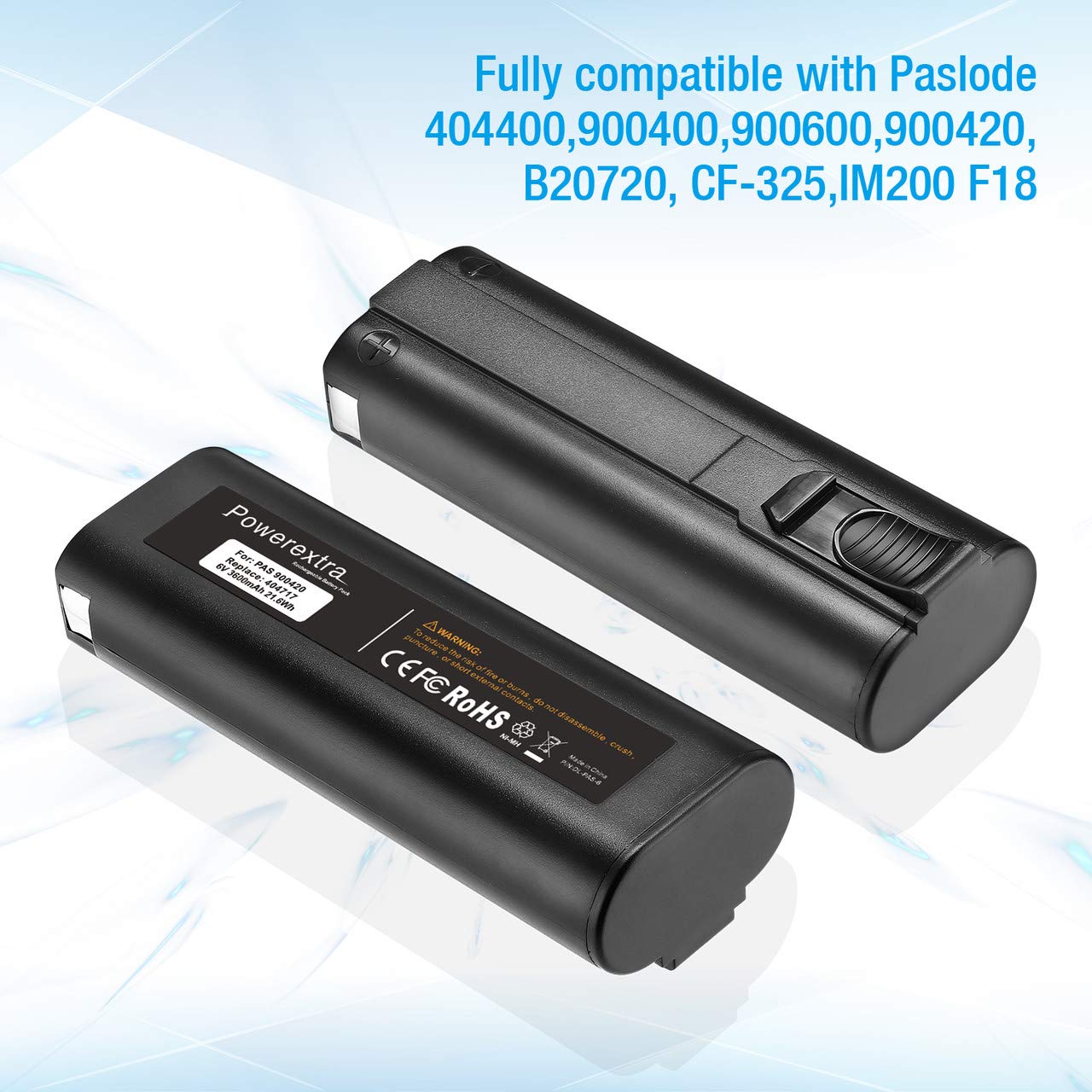 2 Pack 6V 3600mAh Rechargeable NiMH Battery Replacement for Paslode Cordless Nail Guns - Perfect for Construction, Roofing & Framing Projects