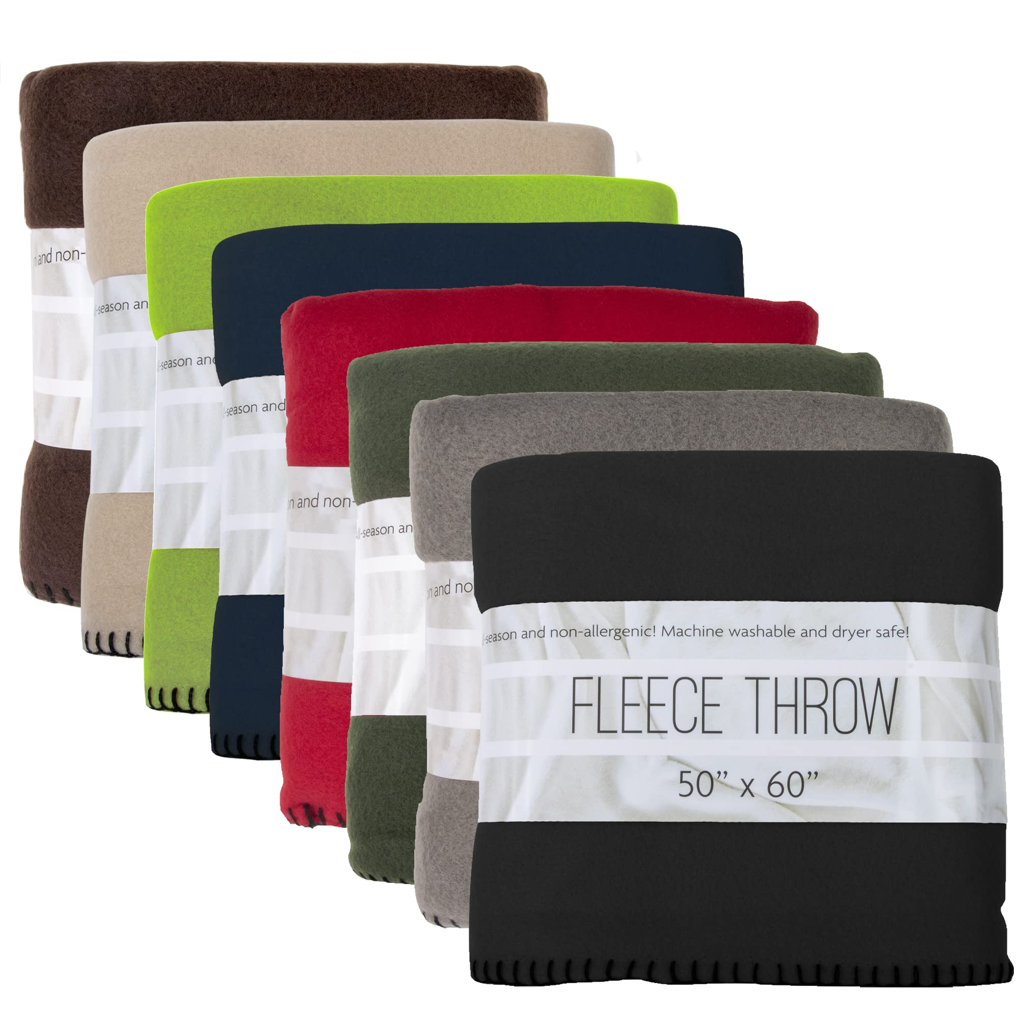 24 Pack Soft Fleece Throw Blankets Bulk - 8 Assorted Colors for Wedding Favors, Homeless Shelters, Gifts for Men & Women - Cozy for Couches, Beds, Travel & Emergency Kits