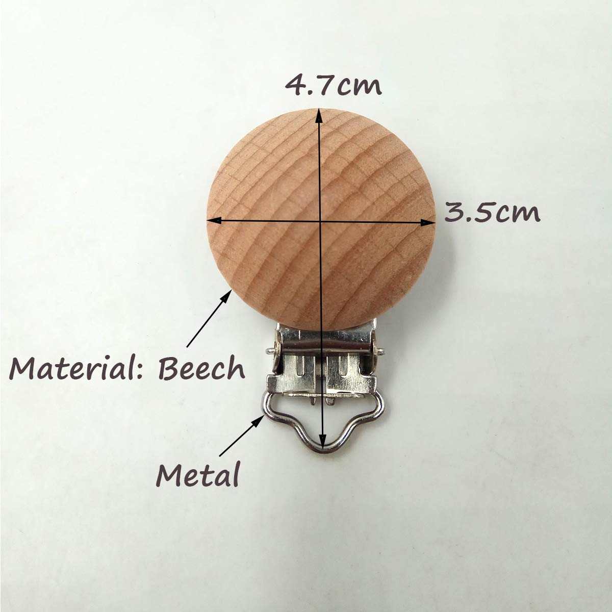 Natural Beech Wood Pacifier Clips - Safe Teething & Grasping Toy for Babies, DIY Wooden Pacifier Holder with 3.5cm No-Hole Design - Perfect for Nursery, Stroller, and Baby Gear Accessories