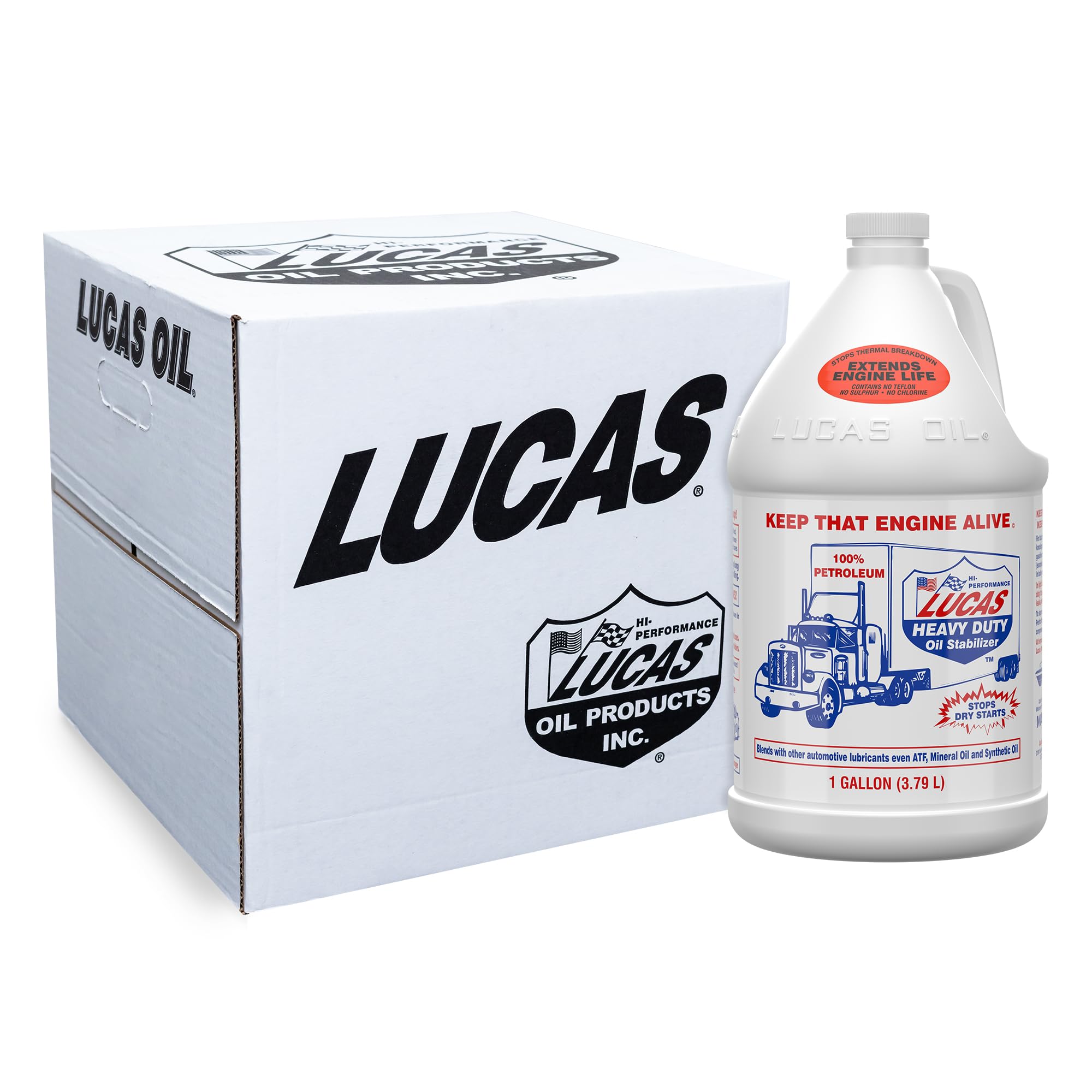 Lucas Oil 10002 Heavy Duty Oil Stabilizer - 1 Gallon (Pack of 4) | Engine Protection & Performance Booster for Cars, Trucks & Motorcycles | Reduces Friction & Wear in Extreme Conditions