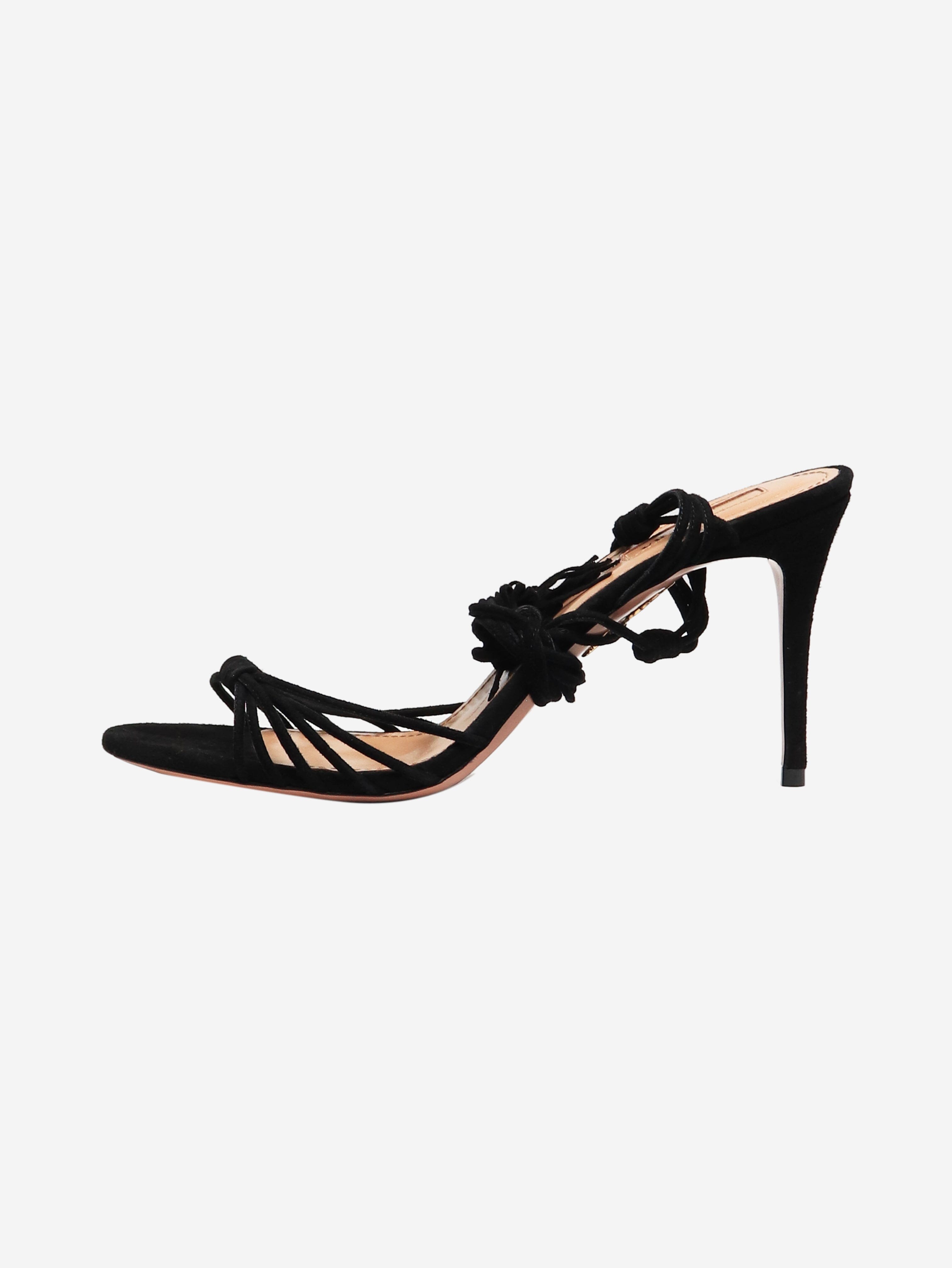 Black Suede Heeled Sandals for Women - Size EU 39 (UK 6) - Comfortable Summer Dress Shoes for Weddings, Parties & Date Nights