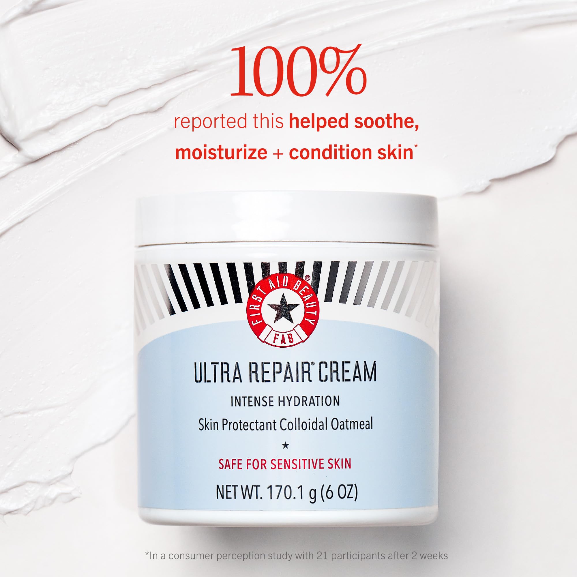 First Aid Beauty Ultra Repair Cream - Intense Hydration Colloidal Oatmeal Moisturizer for Face & Body | Clinically Proven to Strengthen Skin Barrier in 7 Days | Eczema Relief | 6 oz | Perfect for Dry, Sensitive Skin & Winter Care Routine