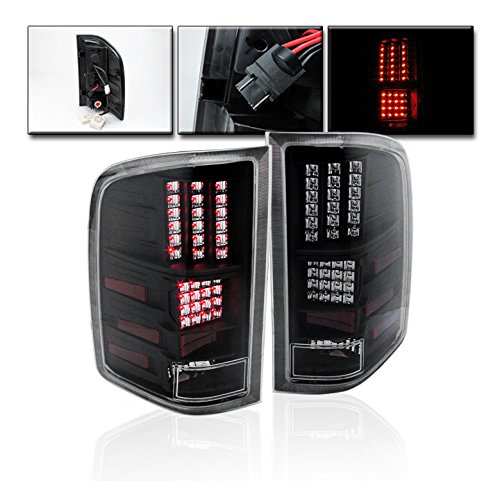Black LED Tail Brake Lights Compatible with 2007-2013 Chevy Silverado 1500, 2007-2014 2500HD & 3500HD Trucks - Durable Replacement for Enhanced Night Visibility & Safety