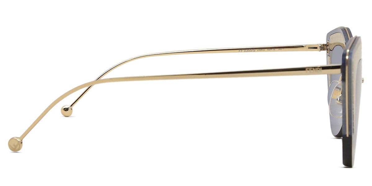 Fendi FF 0355/S Gold & Blue Sunglasses for Women - 66/16/140 Frame Size - Luxury Fashion Accessory for Beach, Driving & Outdoor Activities