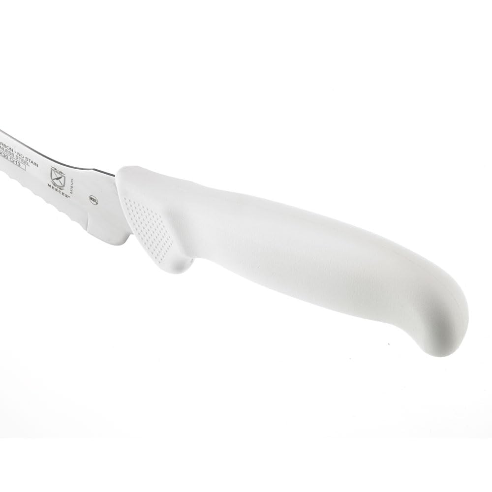 Best 8 Inch Offset Bread Knife by Mercer Culinary - Ultimate White Series for Sourdough, Baguettes & Artisan Bread Baking | Professional Kitchen & Home Use