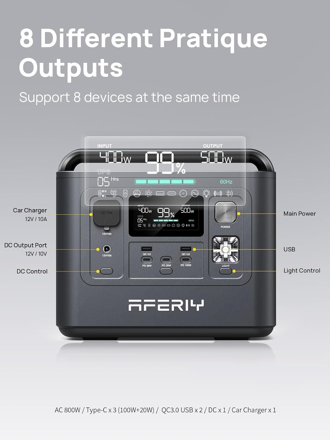 AFERIY P010 800W Portable Power Station - Solar Generator for Camping, Outdoor Adventures & Emergency Backup Power