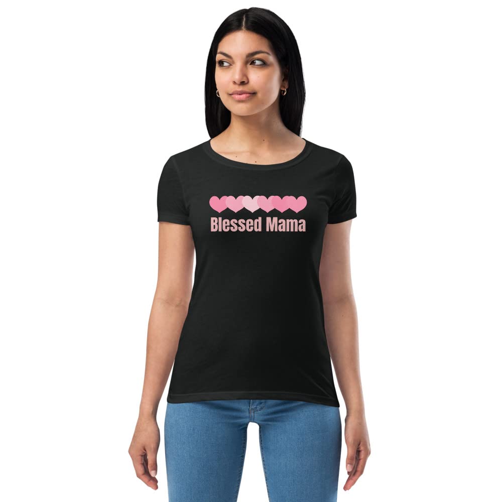 Blessed Mom Shirt - Women's Fitted T-Shirt for Mothers - Cute & Comfortable Mama Tee - Perfect for Mother's Day, Family Photos & Everyday Wear