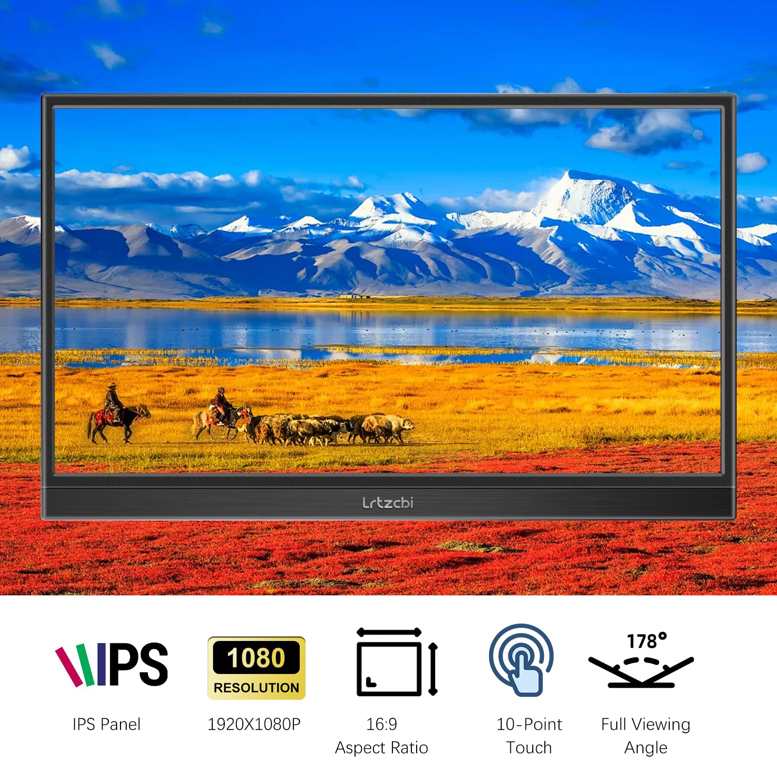 14 Inch Portable Touchscreen Monitor - IPS Full HD 1920x1080 USB-C HDMI Computer Display for Laptop, PC, Phone, Xbox, Switch, PS4, Raspberry Pi - Perfect for Gaming, Work & Travel