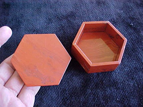 X1701 Gemqz RED Jasper Hexagonal Jewelry Box - Handmade Gemstone Gift Box for Necklaces, Rings & Earrings - Perfect for Wedding, Anniversary & Birthday Gifts