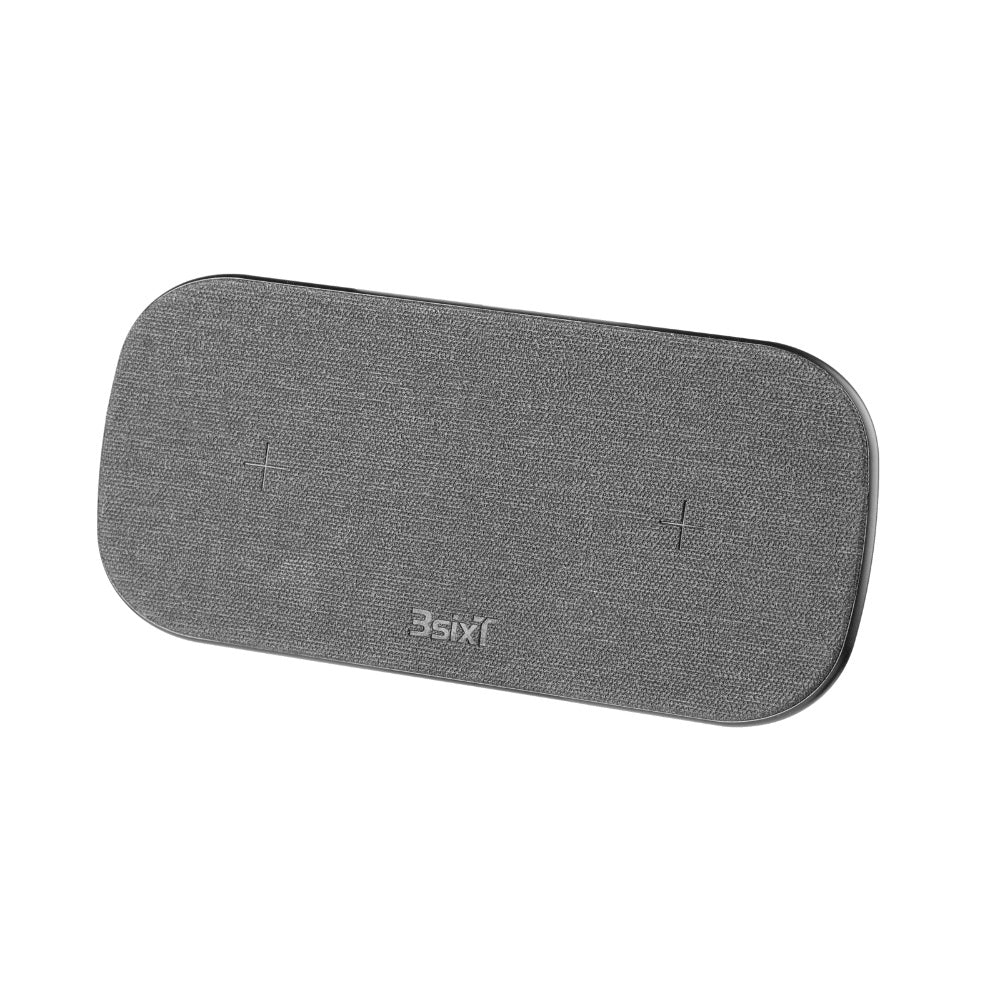 3sixT 15W + 15W Fast Wireless Charging Pad for iPhone & Android - Dual Device Charging Station - Black - Perfect for Home, Office & Nightstand Charging