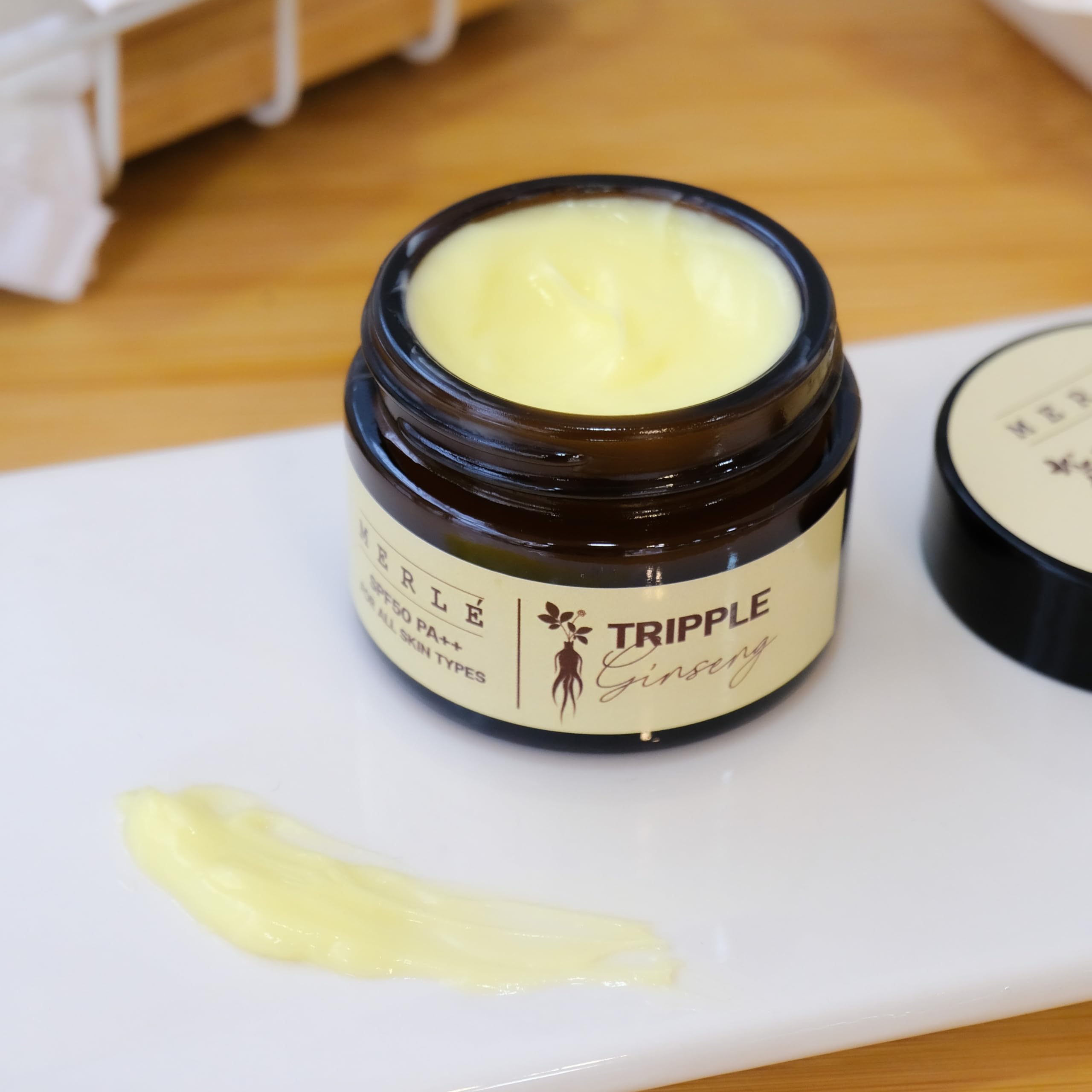 MERLE Triple Ginseng Body Cream with SPF 50 PA++ - 2 Pack | Collagen, Arbutin & Vitamin C for Smooth Skin | Daily Moisturizer & Sun Protection for Face & Body