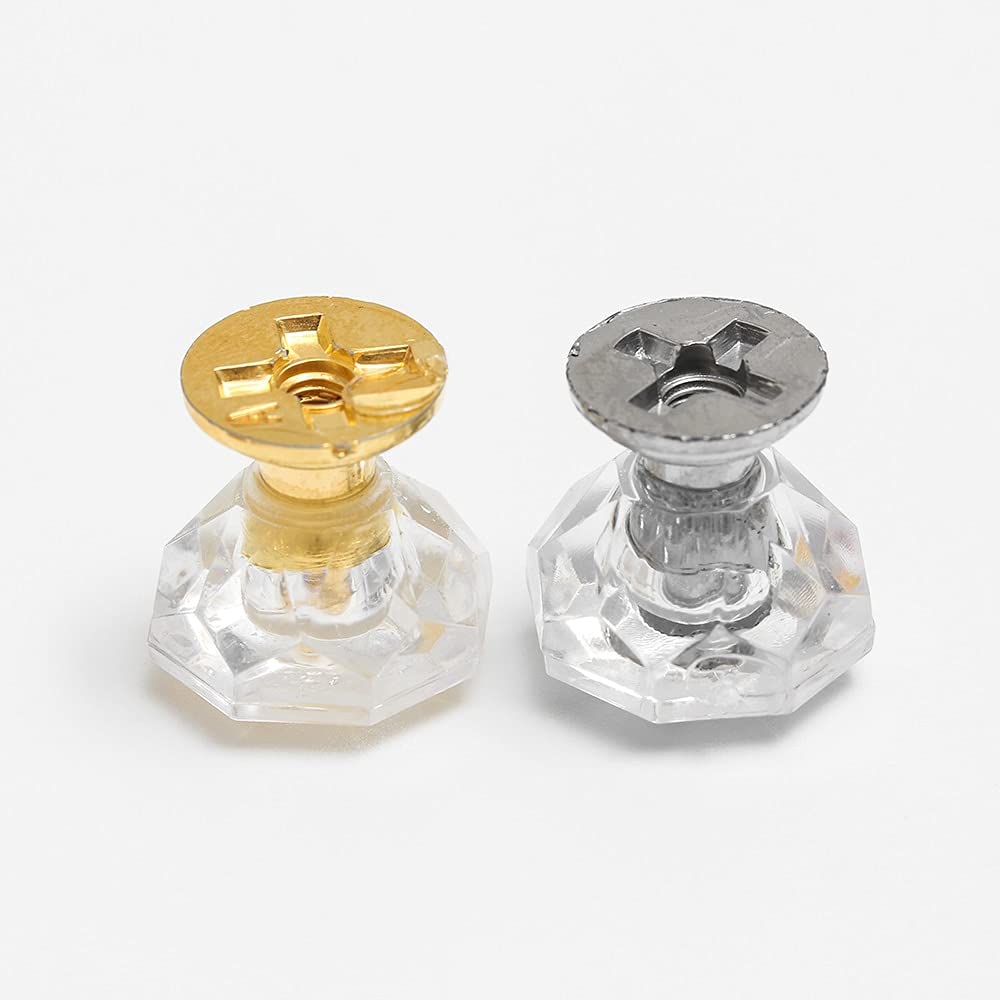10PCS Diamond Crystal Glass Cabinet Knobs - Gold Jewelry Box Drawer Pulls - Vintage Furniture Handles for Wardrobe, Dresser & Vanity - DIY Hardware Replacement Parts (Gold)