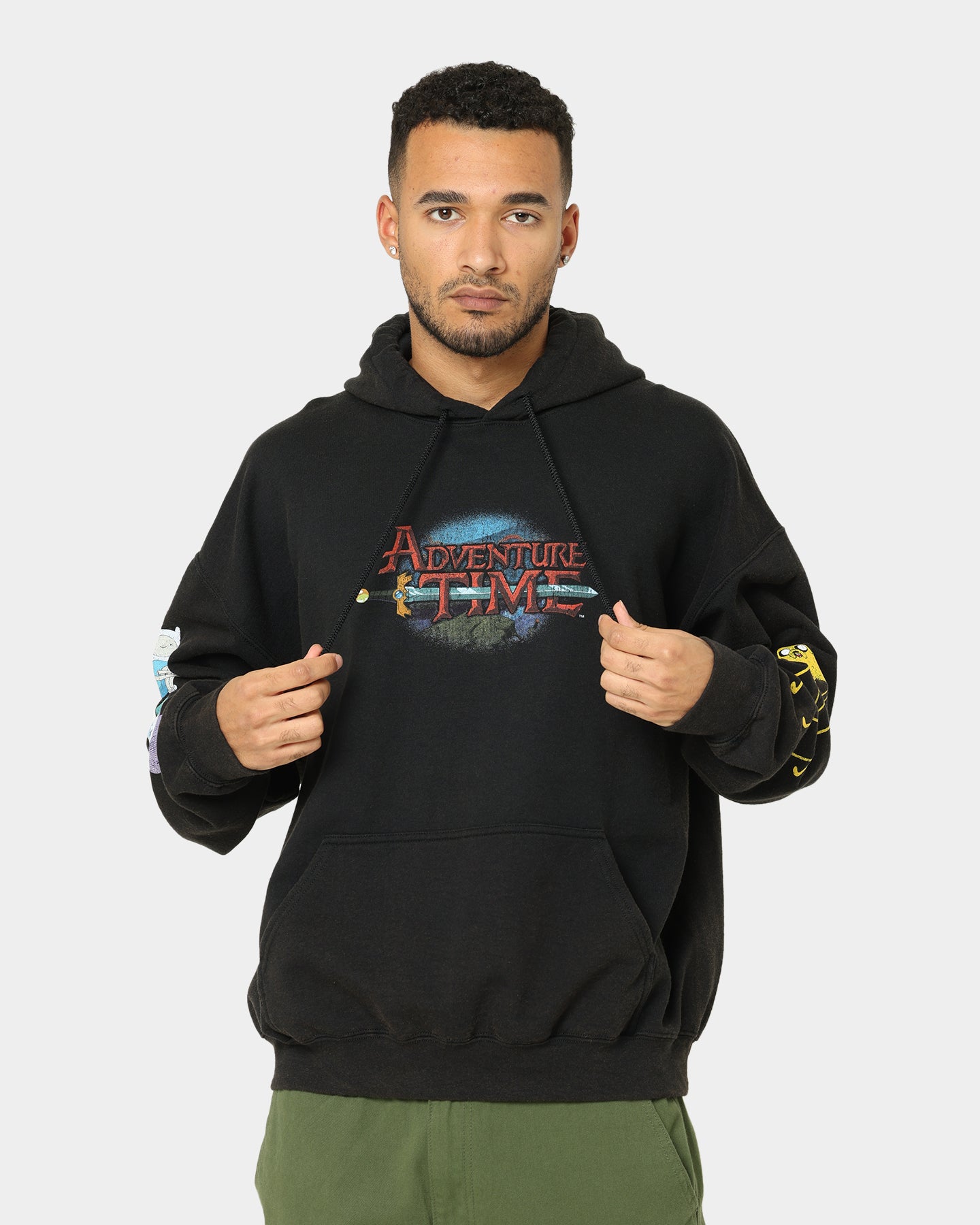 Adventure Time What Time Is It Vintage Hoodie - Black Wash Retro Cartoon Sweatshirt for Men & Women - Perfect for Casual Wear, Cosplay & Fan Gifts