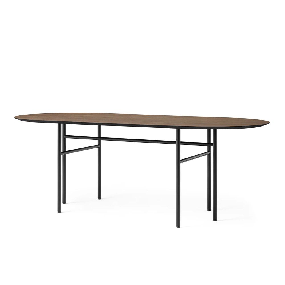 PRE ORDER AUDO CPH Snaregade Oval Dining Table - Black Steel Frame with Dark Stained Oak Top - Modern Scandinavian Design for Dining Room & Kitchen