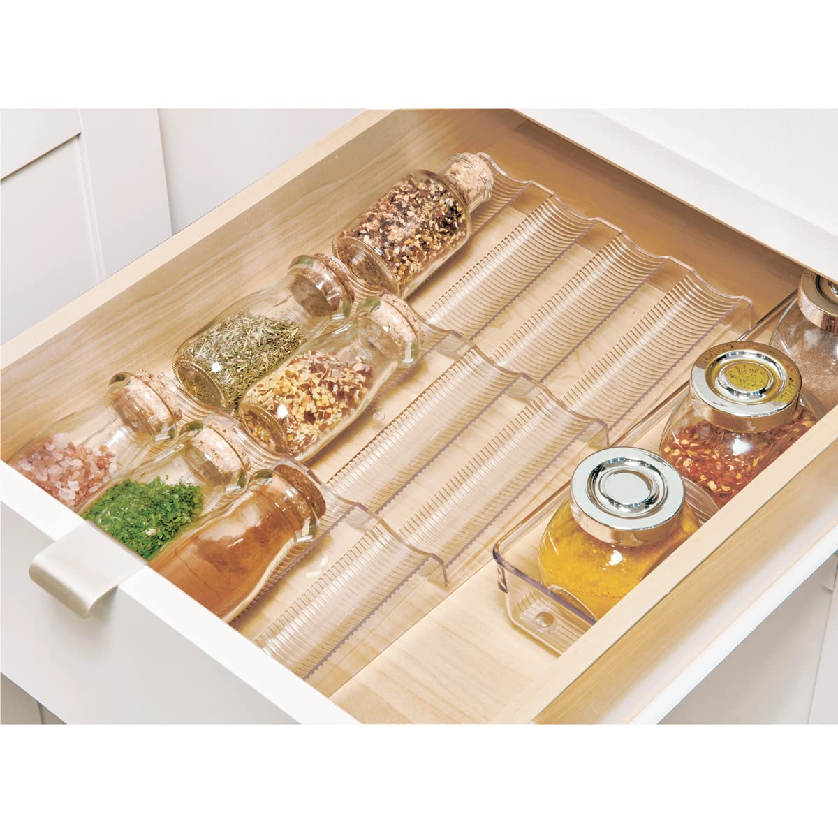 iDesign Linus Spice Rack - Clear Kitchen Drawer Organizer for Spices, Utensils & More | Perfect for Pantry, Cabinet & Countertop Storage