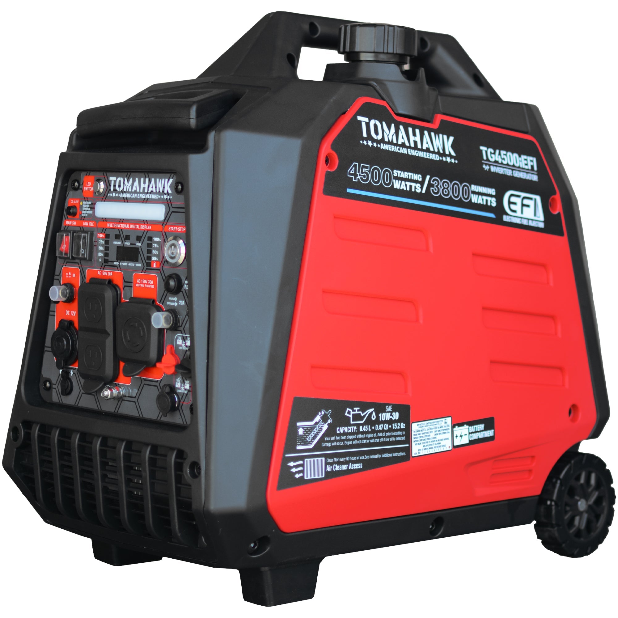 Tomahawk Power 4500W Super Quiet Inverter Generator with Electronic Fuel Injection (EFI) - Portable Gas Powered for Camping, RV, Home Backup & Professional Use