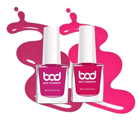 BAD COMPANY Non-Toxic Nail Polish Set - Long Lasting, Chip Resistant Nail Enamel - 2 Pack (10ml Each) - Perfect for Weddings, Parties & Special Occasions