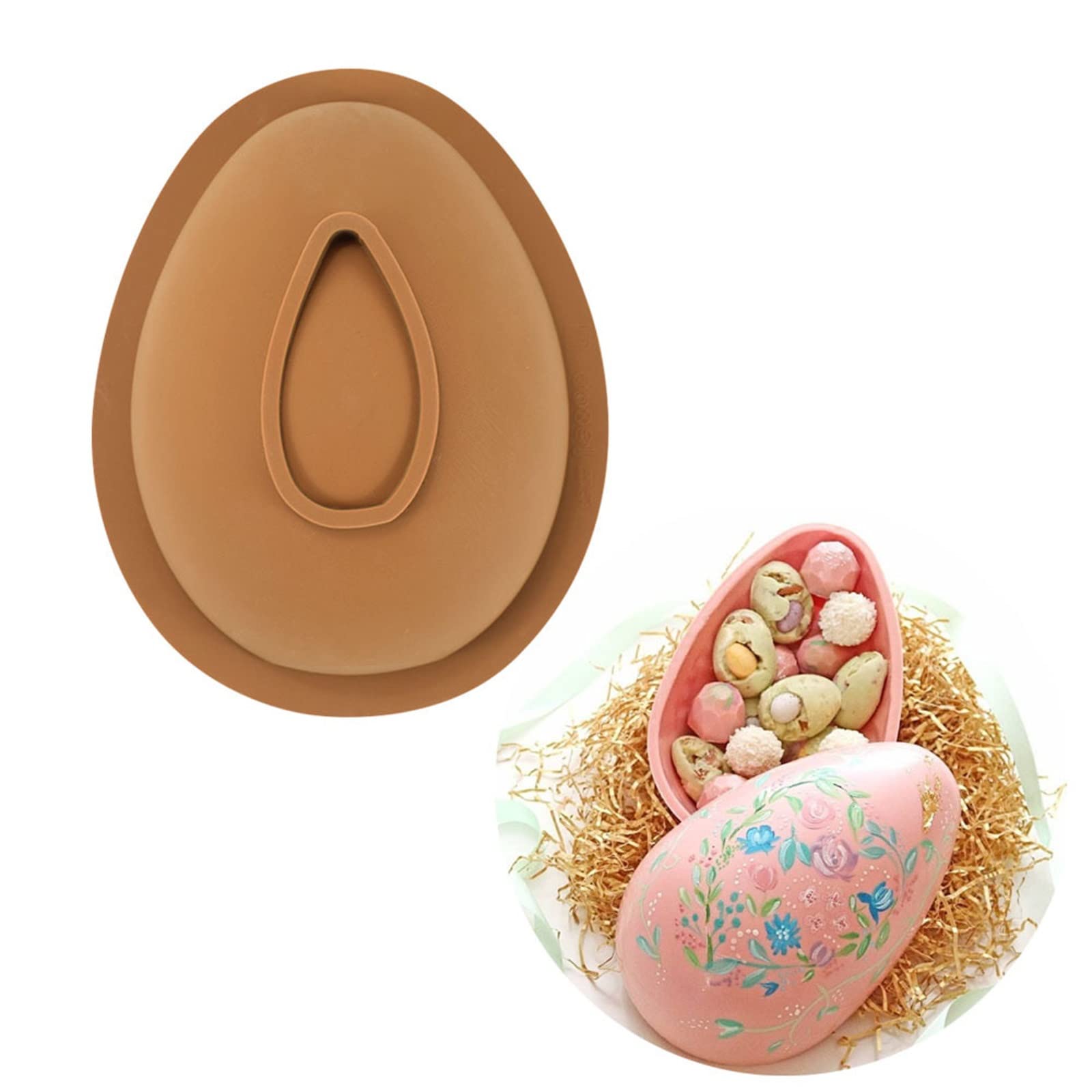 Easter Egg Silicone Mold - 3D Breakable Chocolate Mold for Chocolate Bombs, Dinosaur Egg & Giant Ostrich Egg - Perfect for Holiday Baking, DIY Chocolate Making, Party Favors & Easter Decorations