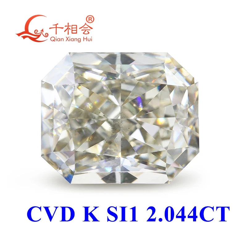 1ct & 2ct Lab Grown CVD Diamond - K White Color VS-SI1 Clarity Radiant Cut | GEMID Certified Loose Stone for Engagement Rings & Jewelry Making