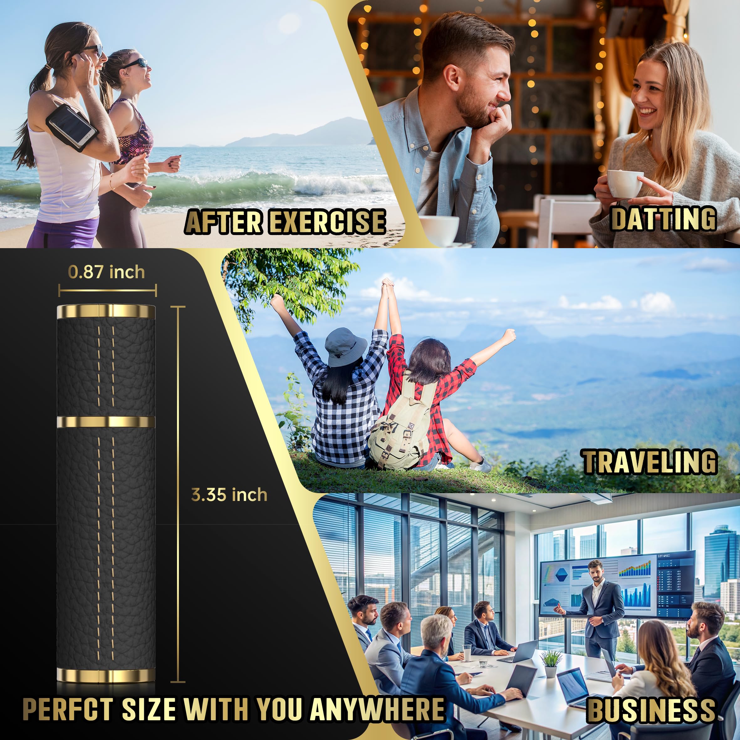 Refillable Travel Perfume Bottle - 5ml Portable Perfume Atomizer & Cologne Sprayer - Mini Empty Fragrance Spray Bottle for Women & Men (Black) - Perfect for Airplane Travel, Gym, Purse & On-the-Go Use