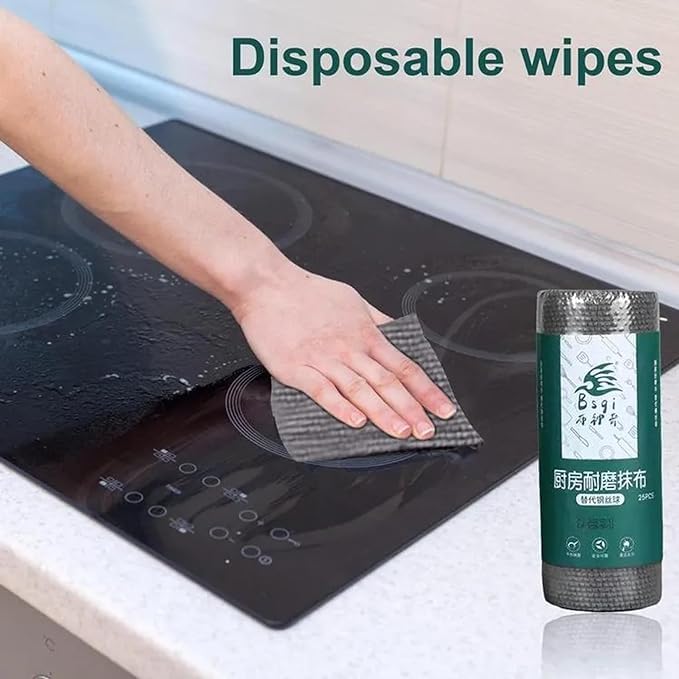JULEX 25-Pack Disposable Cleaning Cloths - Reusable Kitchen Towels, Lint-Free Scrub Rags for Dishes, Countertops & Appliances | Multipurpose, Durable & Absorbent Cleaning Wipes for Home & Restaurant Use