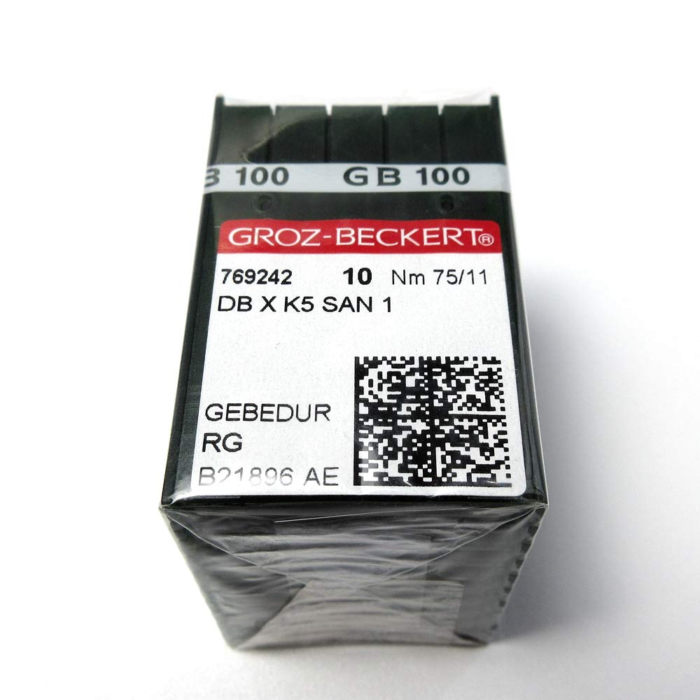 Groz-Beckert DBxK5 SAN1 Gebedur Titanium Coated Embroidery Machine Needles (Size 11/75) - Professional Embroidery Needles for Heavy Fabrics, Denim & Quilting - Perfect for Industrial & Home Embroidery Machines