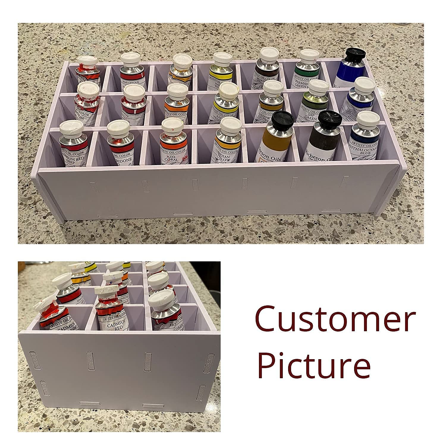 Sanfurney 21-Compartment Paint Storage Tray - Organize Craft Paints, Oil Tubes & Watercolors - Perfect for Artists, DIY Projects & Classroom Art Supplies