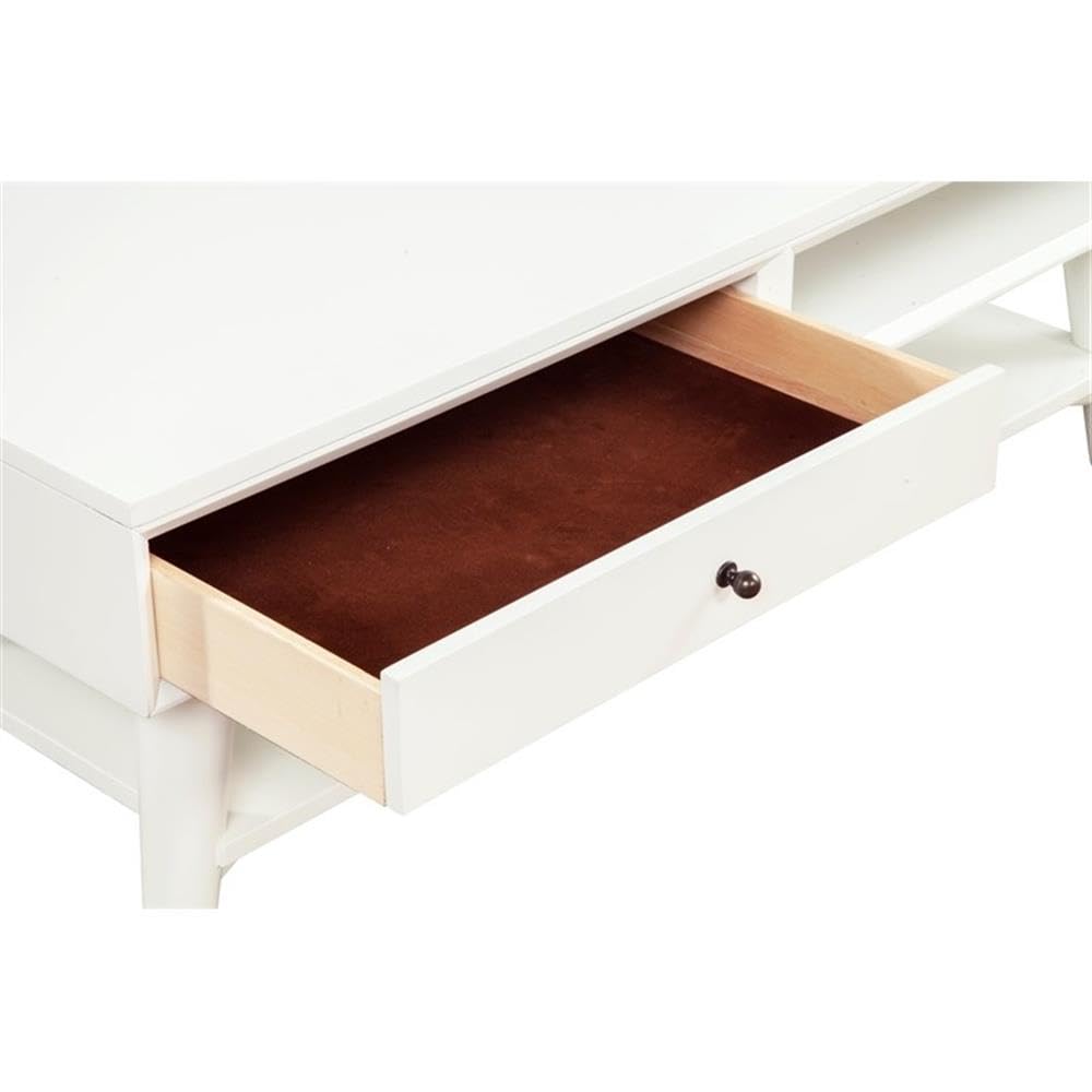 Alpine Flynn White Coffee Table - Modern Living Room Furniture for Small Spaces, Home Decor, and Apartment Essentials