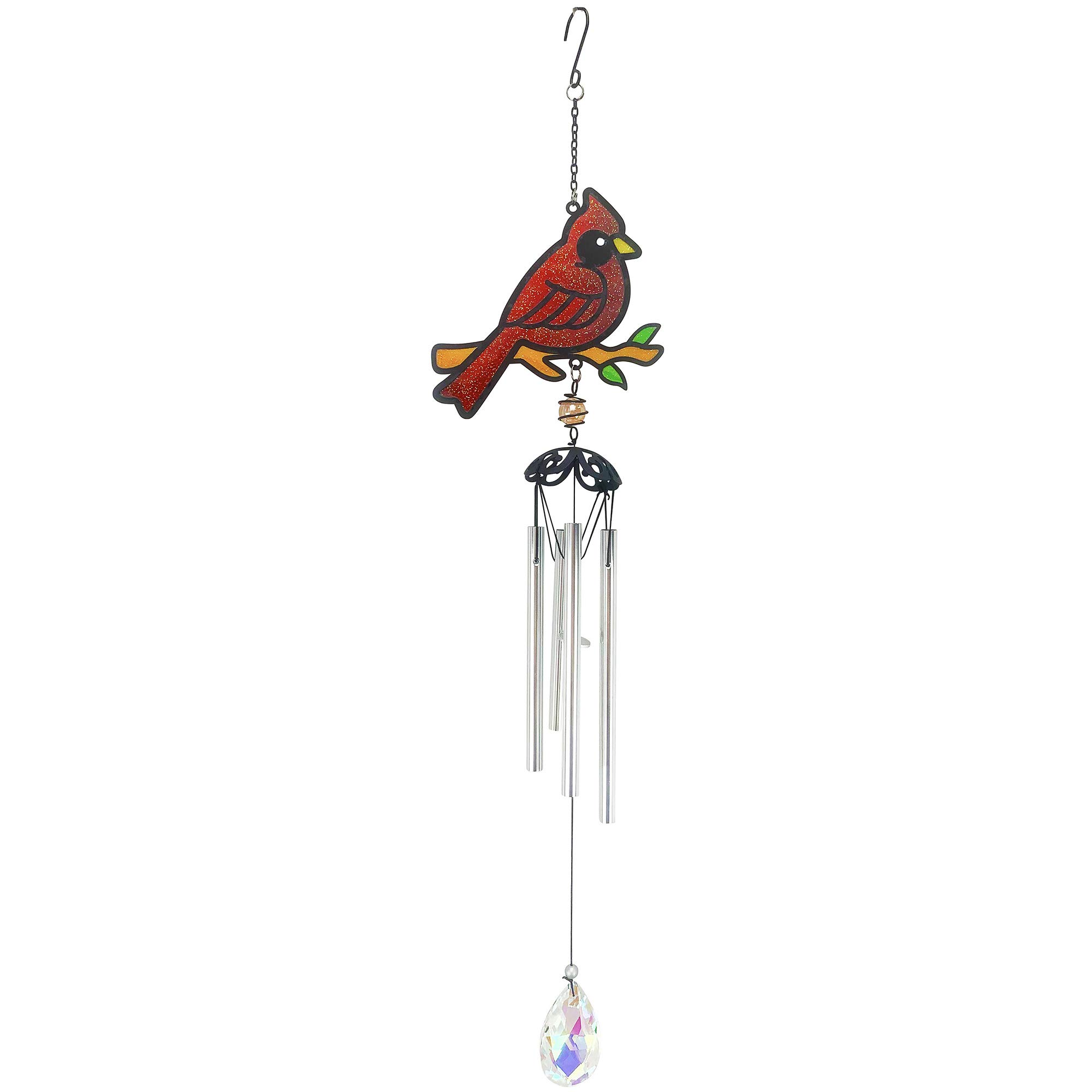 Red Carpet Studios Wind Chime with Cardinal Design - Outdoor Garden Decor for Relaxation & Home Decoration | Perfect for Patio, Porch, and Backyard