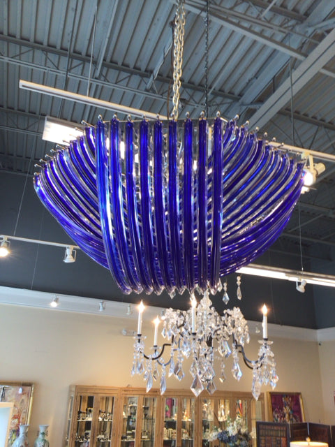 Vintage Venini Triedri Murano Glass Chandelier - Large Handcrafted Italian Lighting Fixture for Dining Room, Foyer & Luxury Home Decor