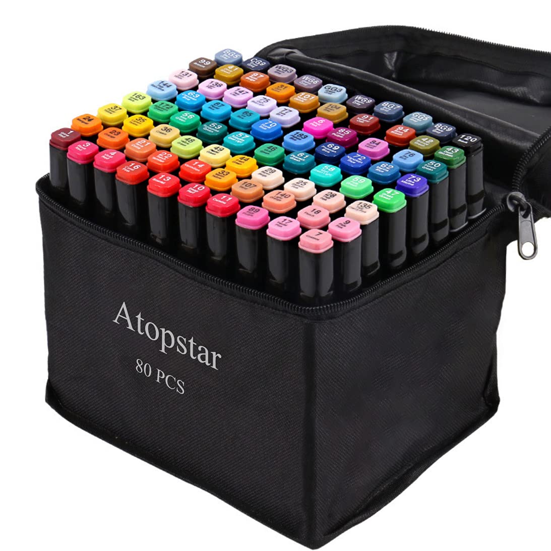 80 Colors Dual Tip Alcohol Markers Set - Professional Artist Drawing Markers for Kids & Adults, Vibrant Coloring Supplies for Sketching, Bullet Journaling, Manga Art - Perfect Gift for Students, Boys & Girls (Black Shell Case)