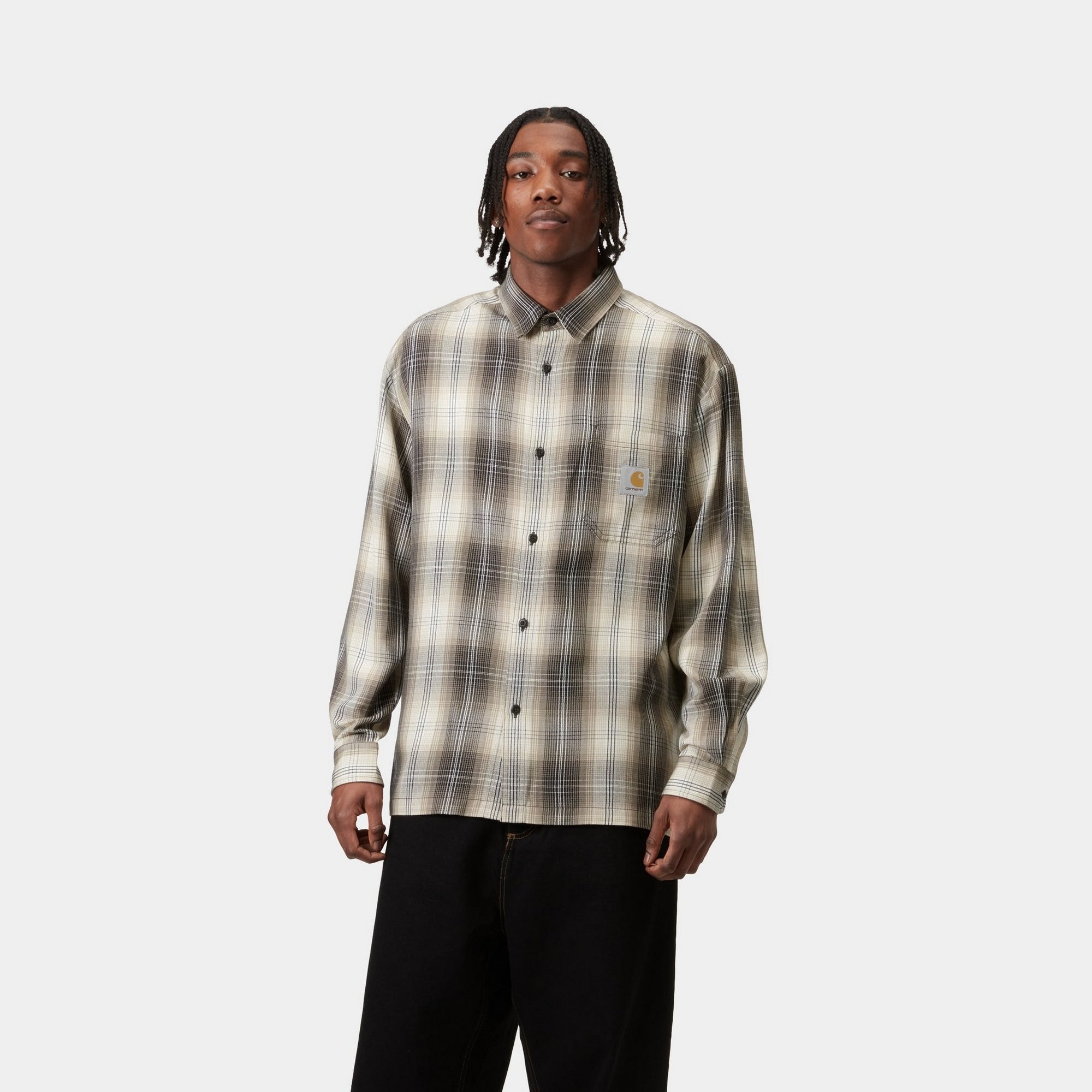 Blanton Check Shirt for Men - Classic Plaid Button Down Shirt with Yosemite Print | Casual & Outdoor Wear for Hiking, Camping, and Fall Fashion