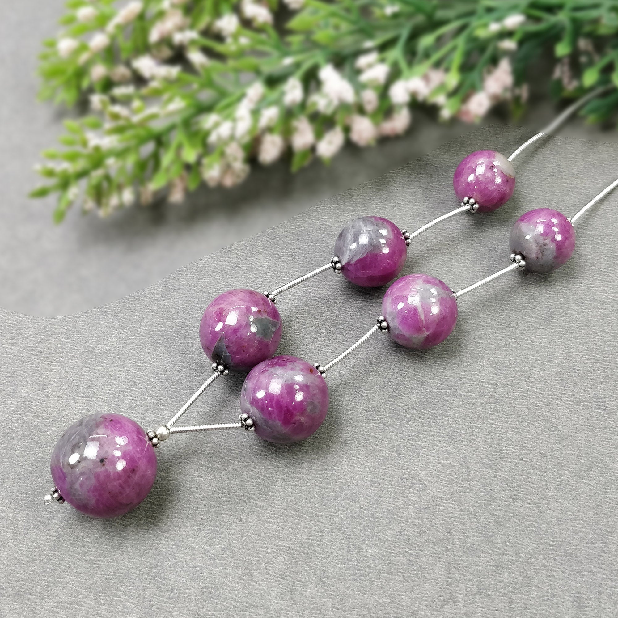 Natural Untreated Bi-Color Zoisite Ruby Loose Beads - 224.90cts (12mm-17.5mm) | High-Quality Gemstone Beads for Jewelry Making, DIY Crafts & Spiritual Healing