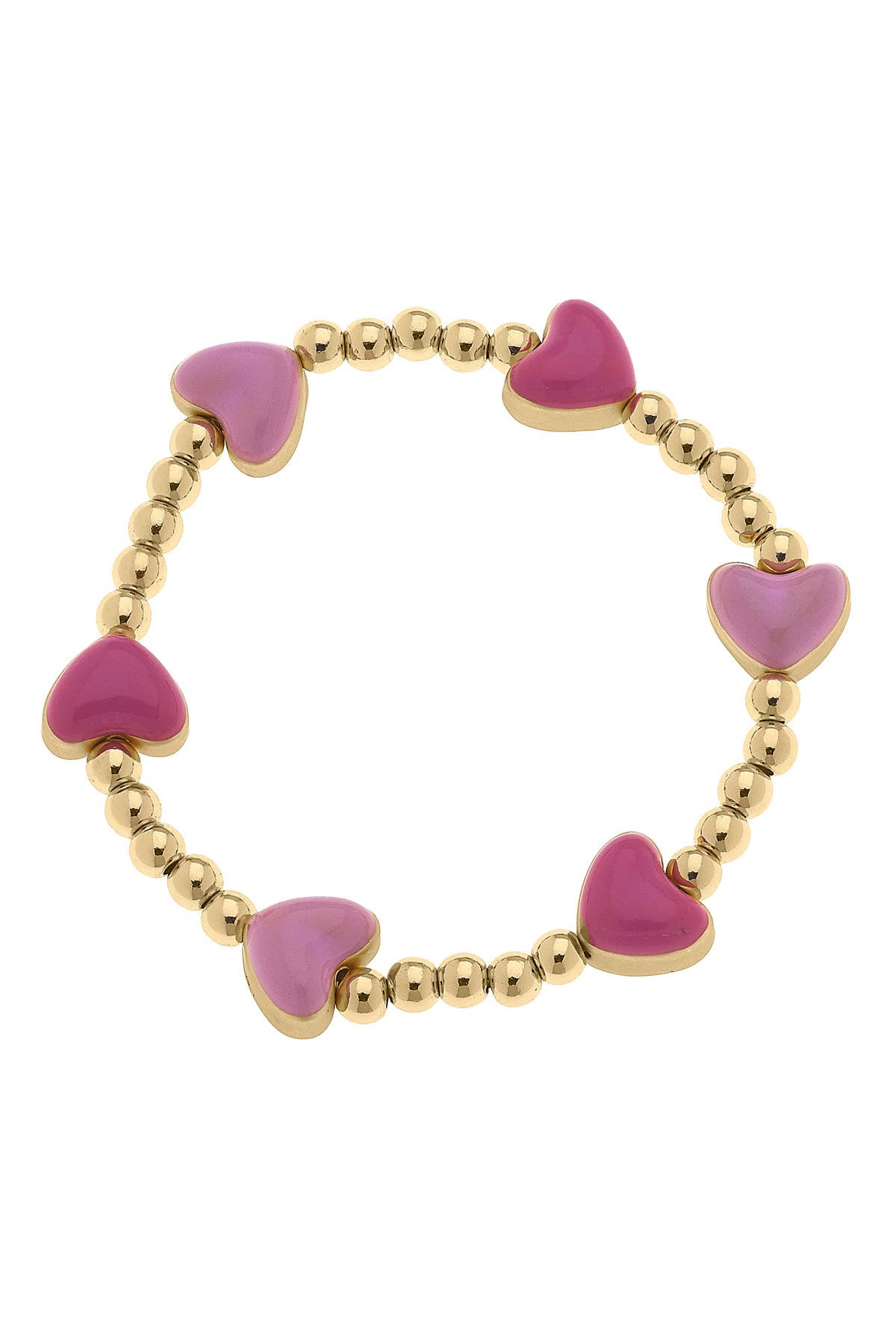 Maggie Beaded Heart Stretch Bracelet for Kids - Pink Adjustable Elastic Jewelry for Girls | Birthday Gifts, Party Favors, Everyday Wear
