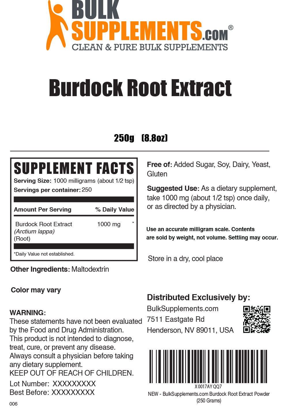 Organic Burdock Root Extract Powder - 100% Pure & Natural for Detox & Skin Health - Dietary Supplement for Tea, Smoothies & Wellness Drinks