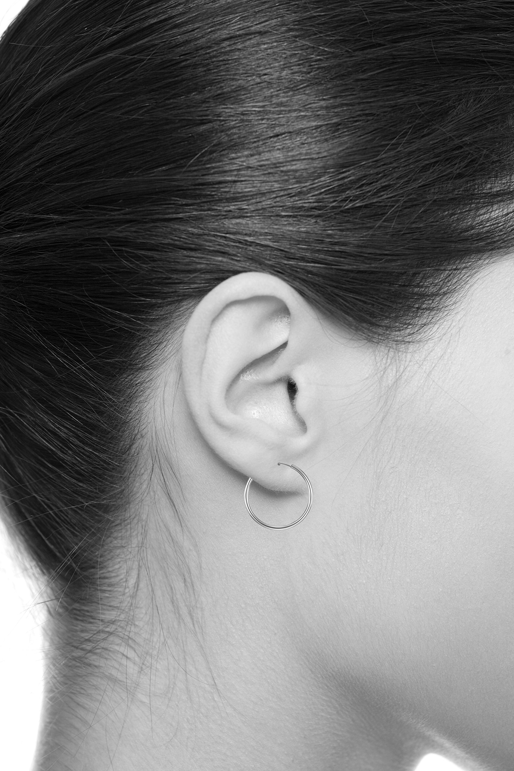 14K White Gold 2mm Thin Endless Hoop Earrings for Women - 9 Size Options (14mm-30mm) | Minimalist Everyday Jewelry, Perfect for Work, Date Night & Gifting