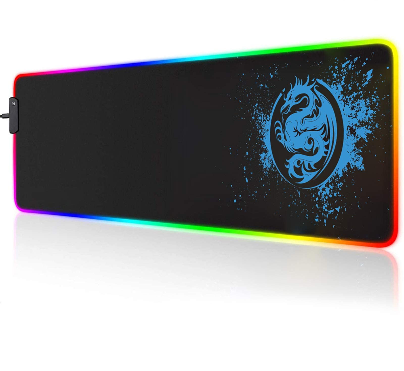 Trvaago Large RGB Gaming Mouse Pad - 15 LED Light Modes, Extended Non-Slip Keyboard Mat, Anime Dragon Design, High-Performance Mouse Pad for PC & Laptop Gamers (31.5