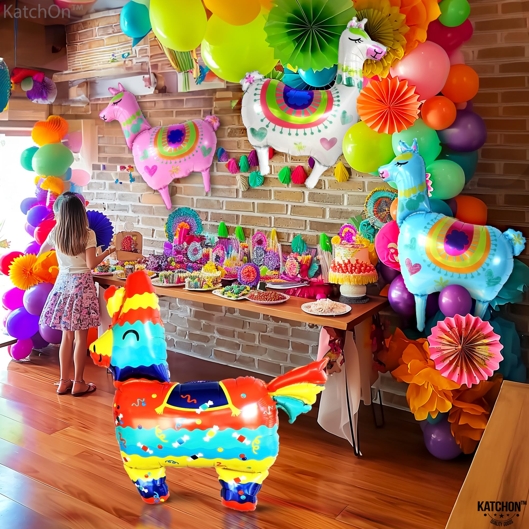 KatchOn 4-Pack Giant 39 Inch Llama Balloons for Birthday Party Decorations | Alpaca Foil Balloons for Fiesta Party Supplies | Perfect for Baby Showers, Gender Reveals & Graduation Celebrations