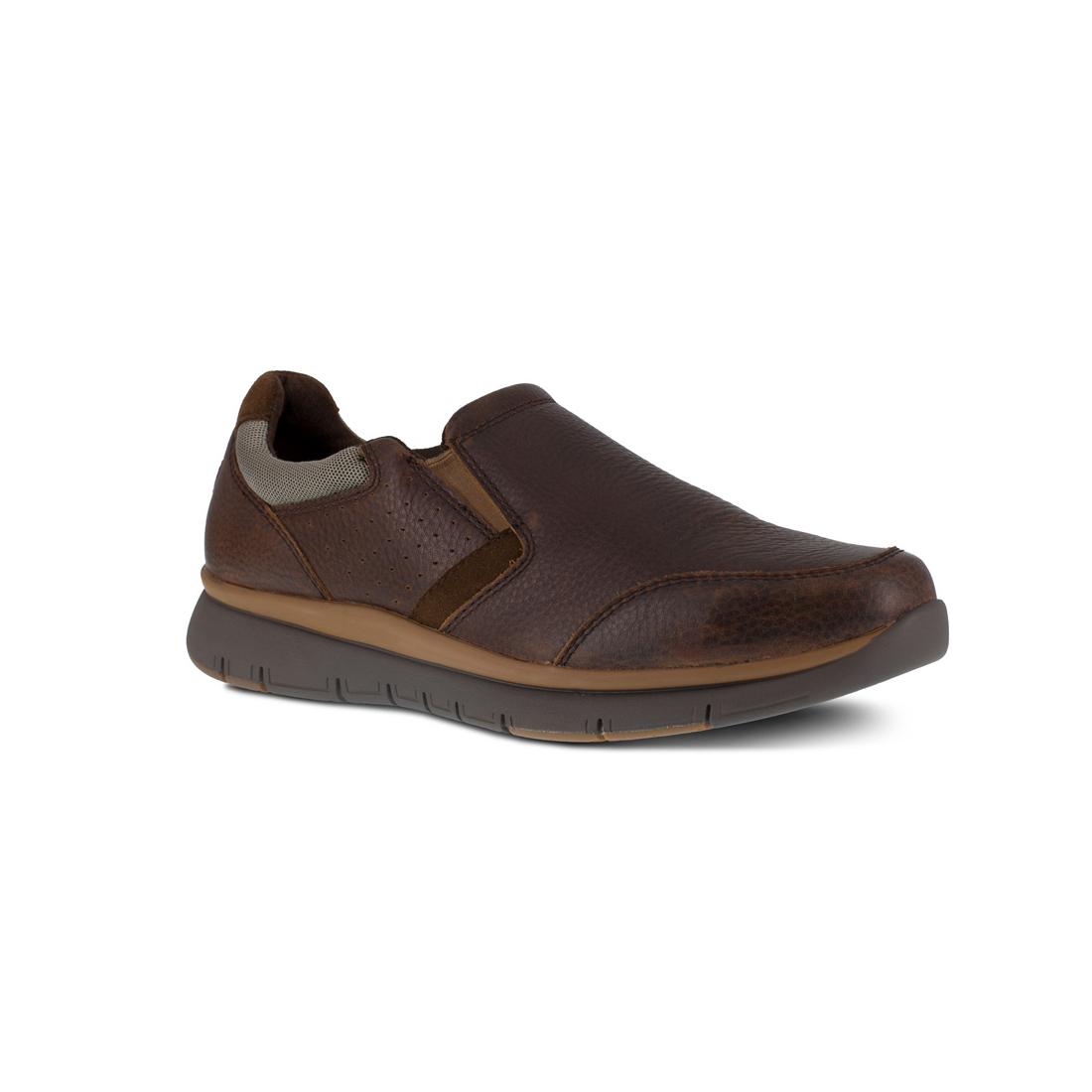 Primetime Casuals Steel Toes Slip On Work Shoe Brown