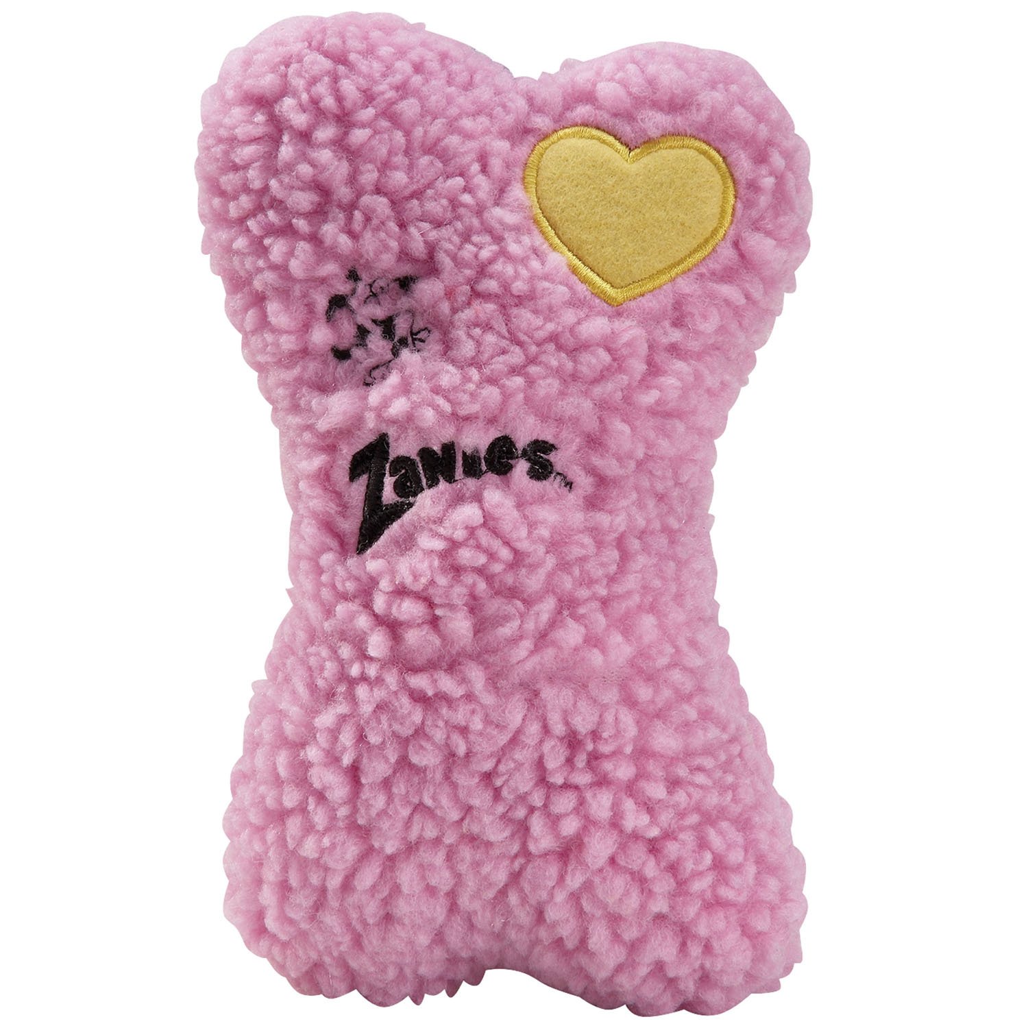 Zanies Embroidered Berber Bone Dog Chew Toys for Small & Medium Dogs - Durable Pink Puppy Teething Toy - Perfect for Playtime, Training & Dental Health
